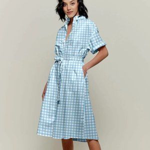 NWT Tucker NYC Sarah Shirtdress Pale Blue Gingham Dress Size XS